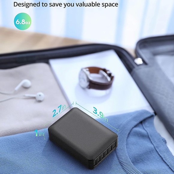 USB charger 60W 12A 6port desktop usb charging station with iSmart multiple NWT - Picture 4 of 11